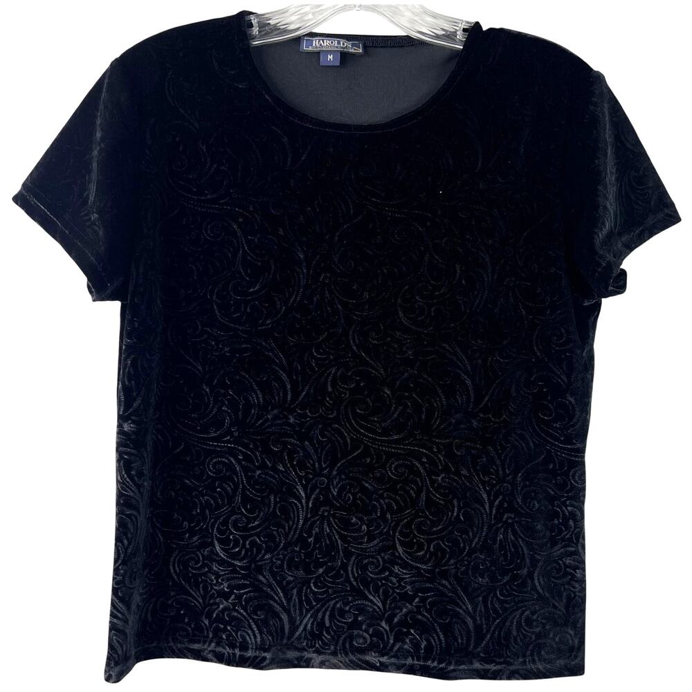 Harold's Vintage Womens Top Y2K Casual Black Fairygoth Burnout Whimsigoth Size M